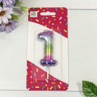 Свеча для торта Цифра 1 "Градиент со звёздочками" 6см 1/12 1/120 Арт: 20010-90/1