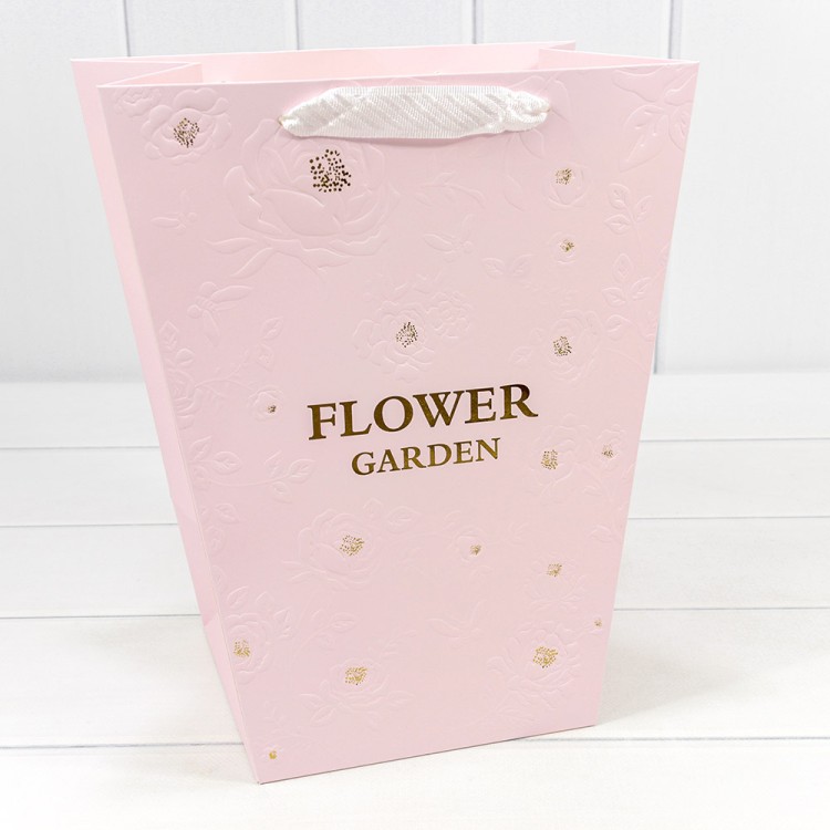 Пакет подарочный "Ваза для цветов" 25*30*16 260г "Flower Garden" Розовый 1/10 1/200 Арт: 000233K/3