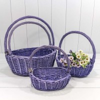 Корзины плетёные Овальные Набор 1/4 43*35*15/44 (±5%) с ручкой Сиреневый 1/12 Арт: 420160/7