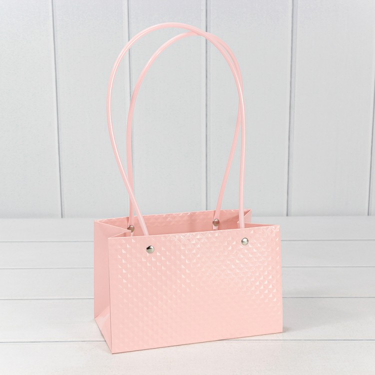 Пакет подарочный "Ваза для цветов" 19*12*10,5 260г "Ромбики" Персиковый 1/10 1/150 Арт: 000237GA/2