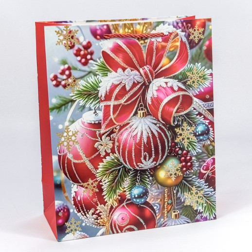 Пакет подарочный с блёстками "Новый год" (микс 559) 26*32*12 210г 1/20 1/240 Арт: 300559C