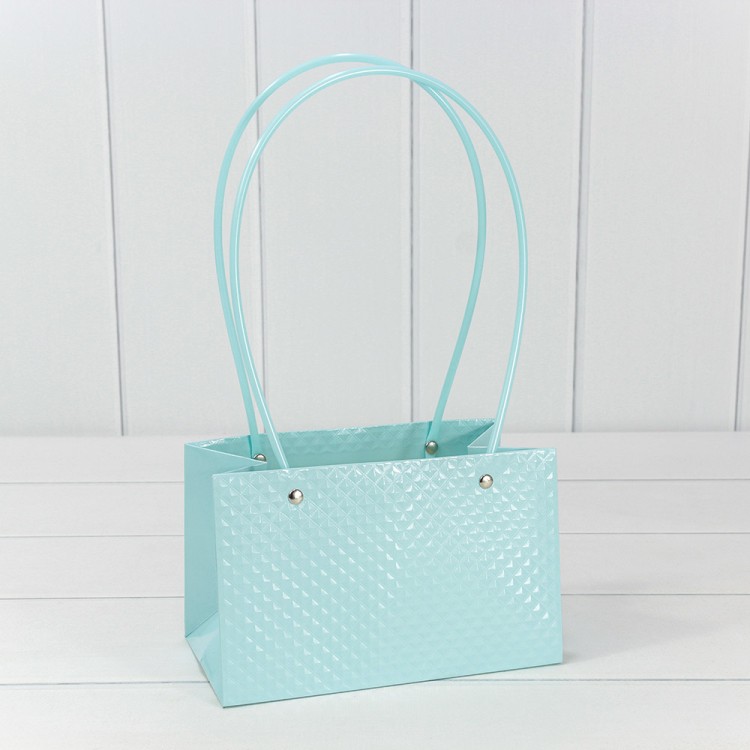 Пакет подарочный "Ваза для цветов" 19*12*10,5 260г "Ромбики" Голубой 1/10 1/150 Арт: 000237GA/14