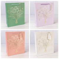 Пакет подарочный с тиснением "Букет" (микс) 26*32*12 210г 1/20 1/240 Арт: 000330C