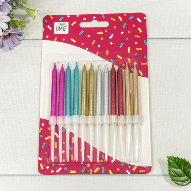 Свечи для торта набор (12 шт.) 6,5см (микс) 1/24 1/288 Арт: 20010-8