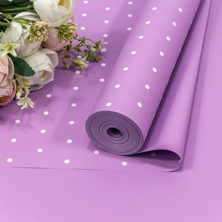 Плёнка 59см 800г матовая "Мелкий горошек" 65мкм Сиреневый-0631 1/6 1/12 Арт: 80091/0631