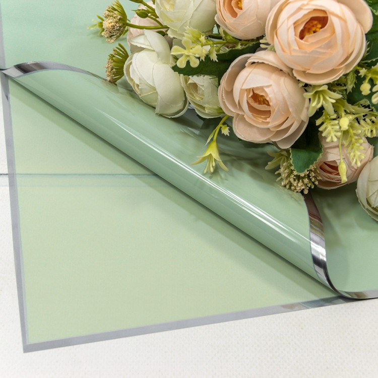 Плёнка в листах 55*55 (20 шт.) глянцевая/матовая с серебряной рамкой 50мкм Бледно-зелёный 1/60 Арт: 1862/6